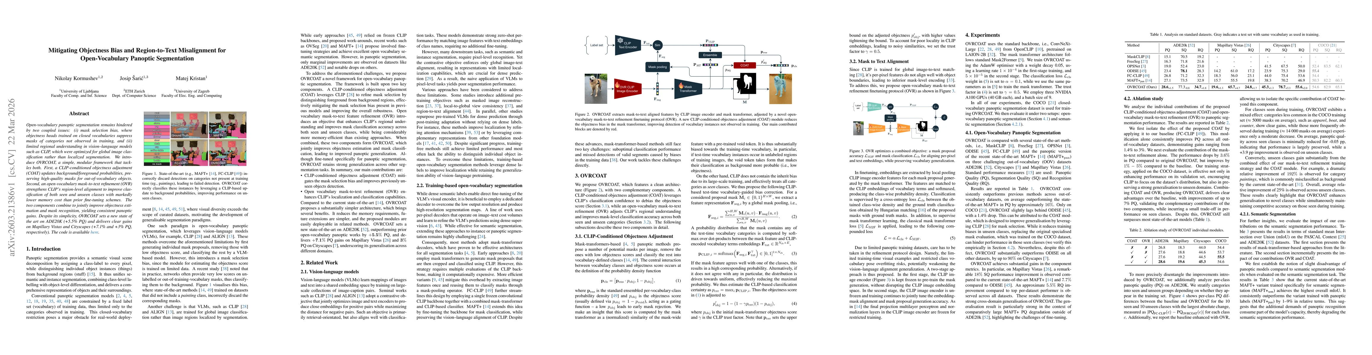 Thumbnail for Mitigating Objectness Bias and Region-to-Text Misalignment for Open-Vocabulary Panoptic Segmentation