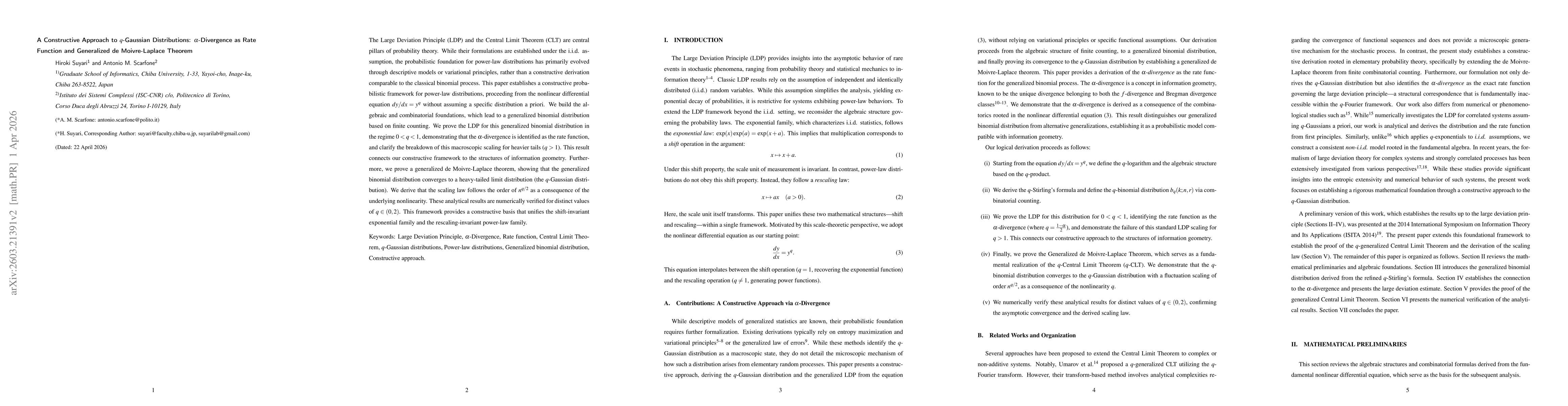 Thumbnail for A Constructive Approach to $q$-Gaussian Distributions: $α$-Divergence as Rate Function and Generalized de Moivre-Laplace Theorem