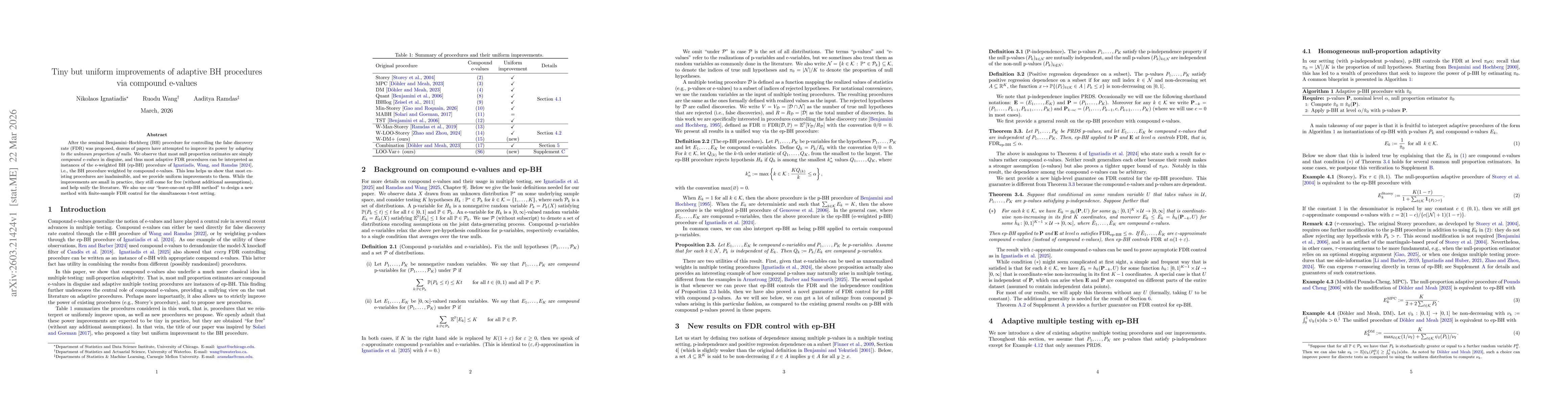 Thumbnail for Tiny but uniform improvements of adaptive BH procedures via compound e-values