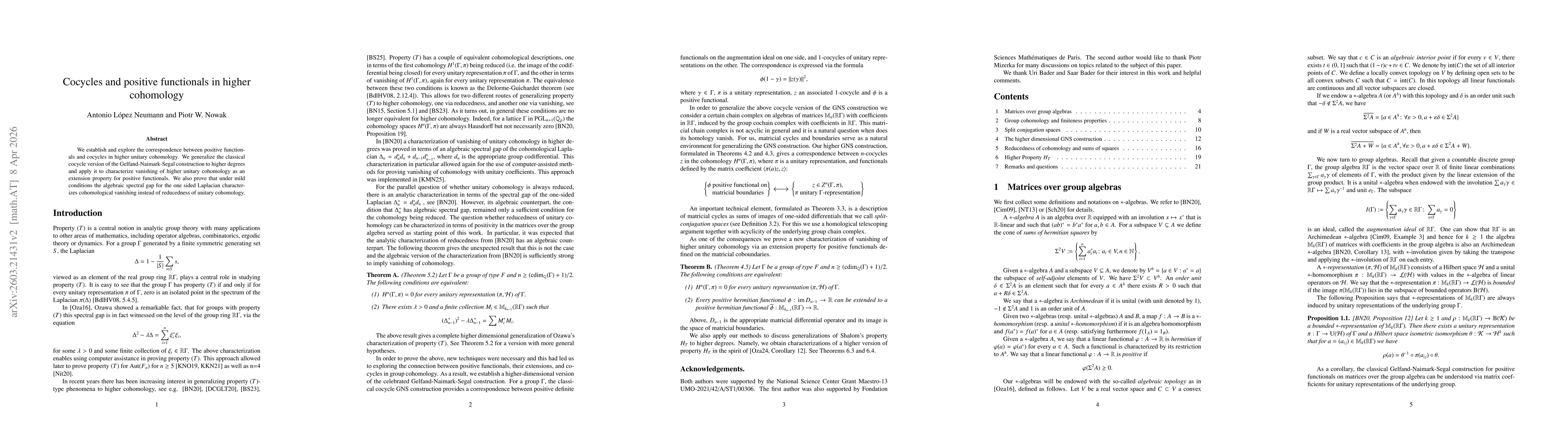 Thumbnail for Cocycles and positive functionals in higher cohomology