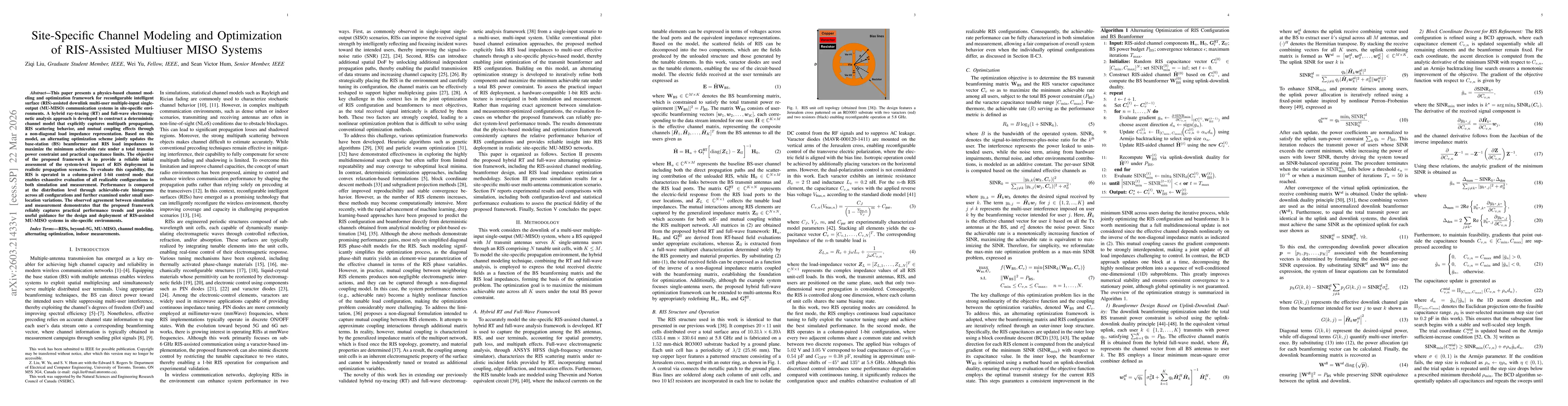 Thumbnail for Site-Specific Channel Modeling and Optimization of RIS-Assisted Multiuser MISO Systems