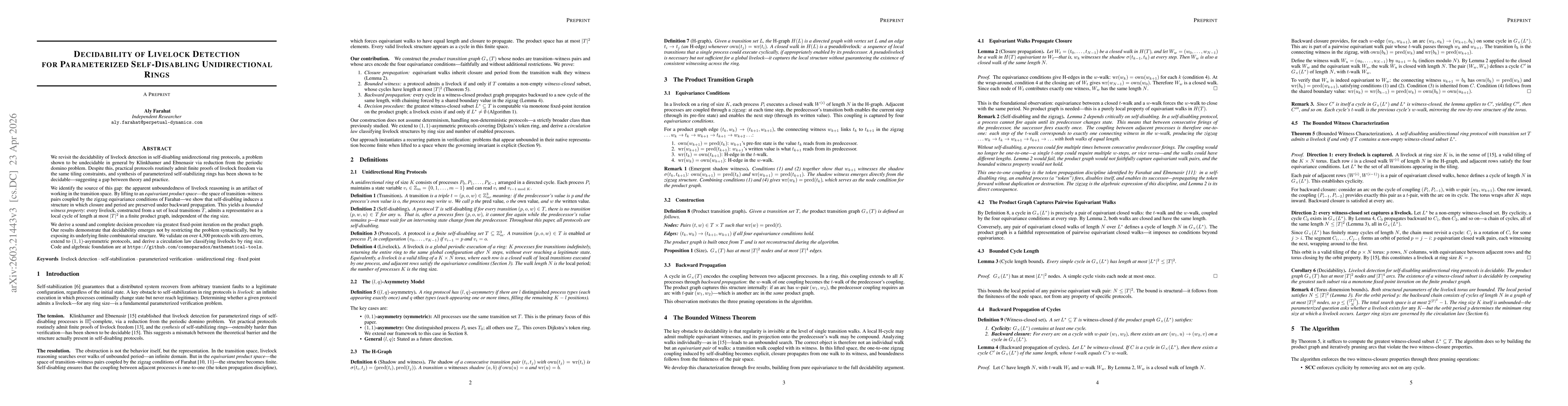 Thumbnail for Decidability of Livelock Detection for Parameterized Self-Disabling Unidirectional Rings
