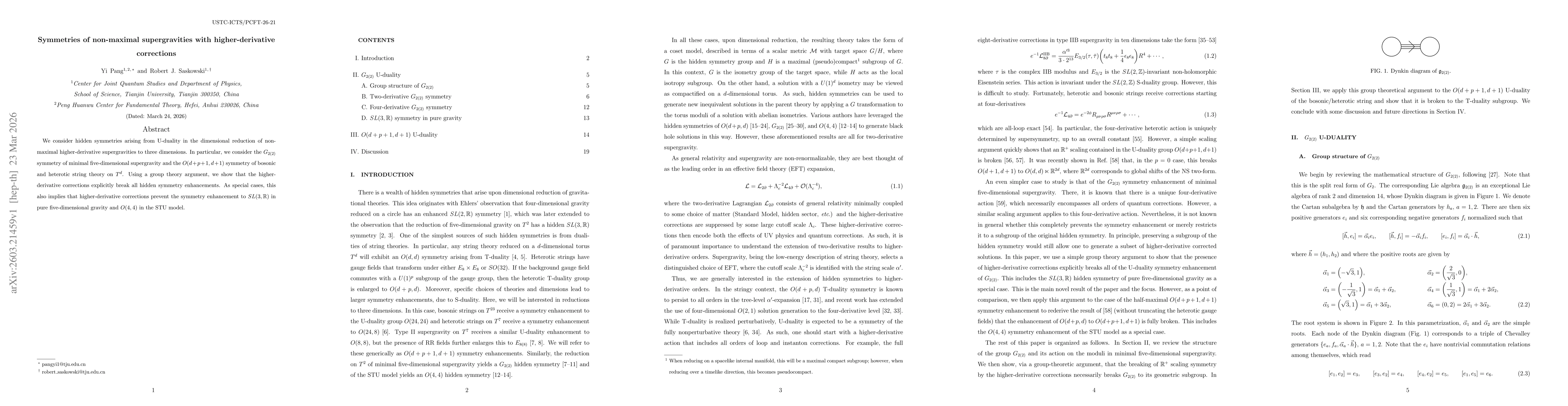 Thumbnail for Symmetries of non-maximal supergravities with higher-derivative corrections