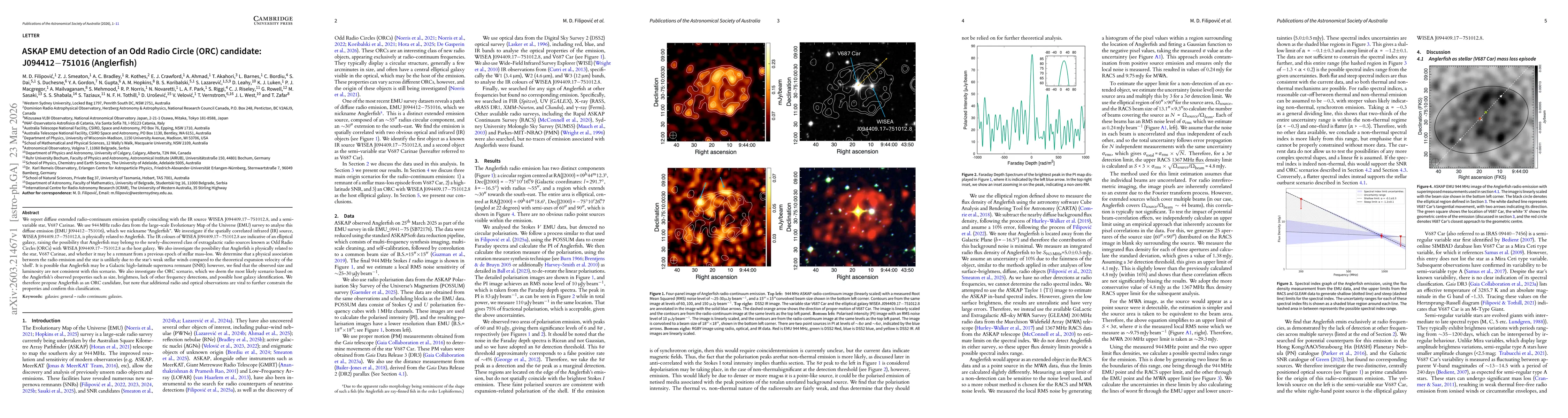 Thumbnail for ASKAP EMU detection of an Odd Radio Circle (ORC) candidate: J094412-751016 (Anglerfish)