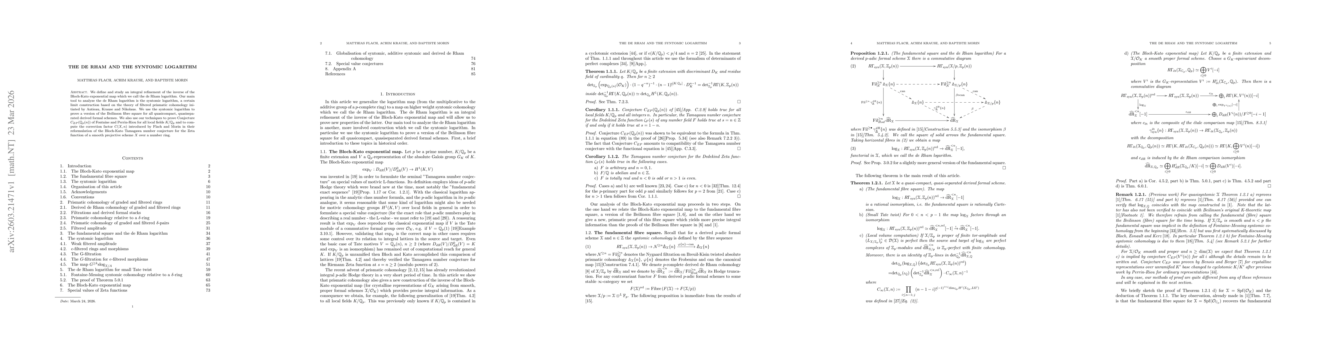 Thumbnail for The de Rham and the syntomic logarithm