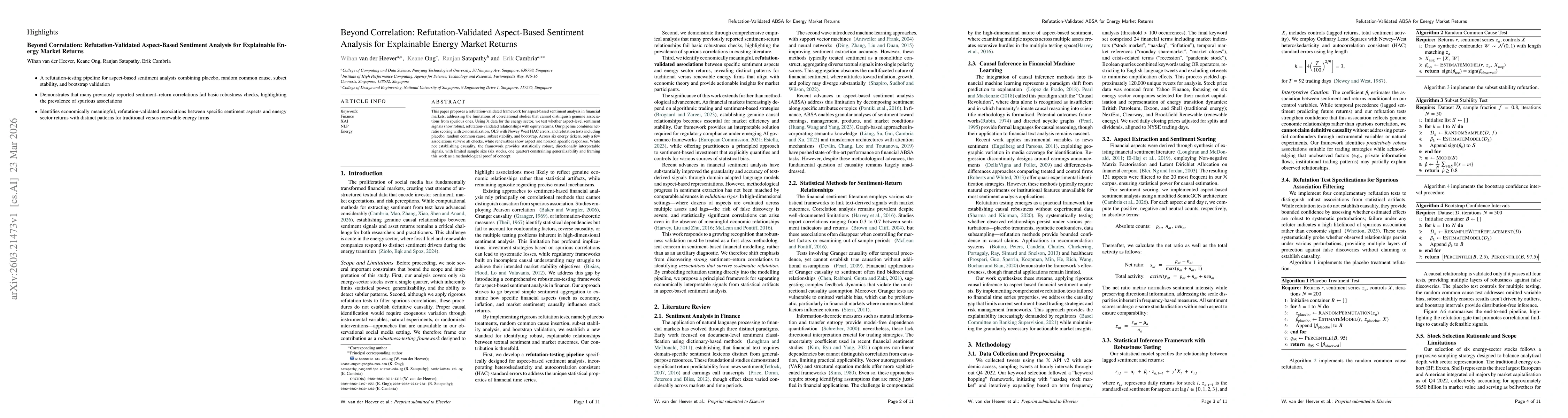 Thumbnail for Beyond Correlation: Refutation-Validated Aspect-Based Sentiment Analysis for Explainable Energy Market Returns