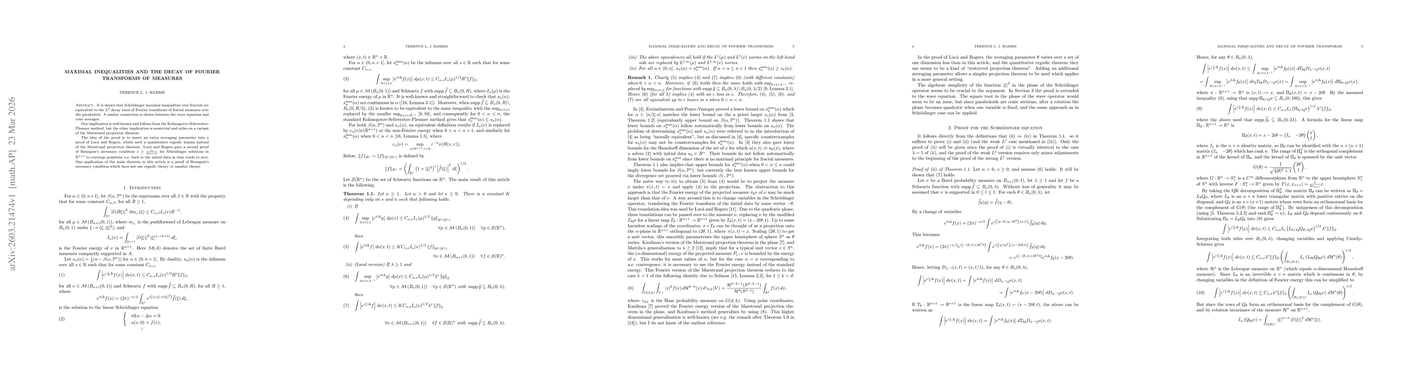 Thumbnail for Maximal inequalities and the decay of Fourier transforms of measures
