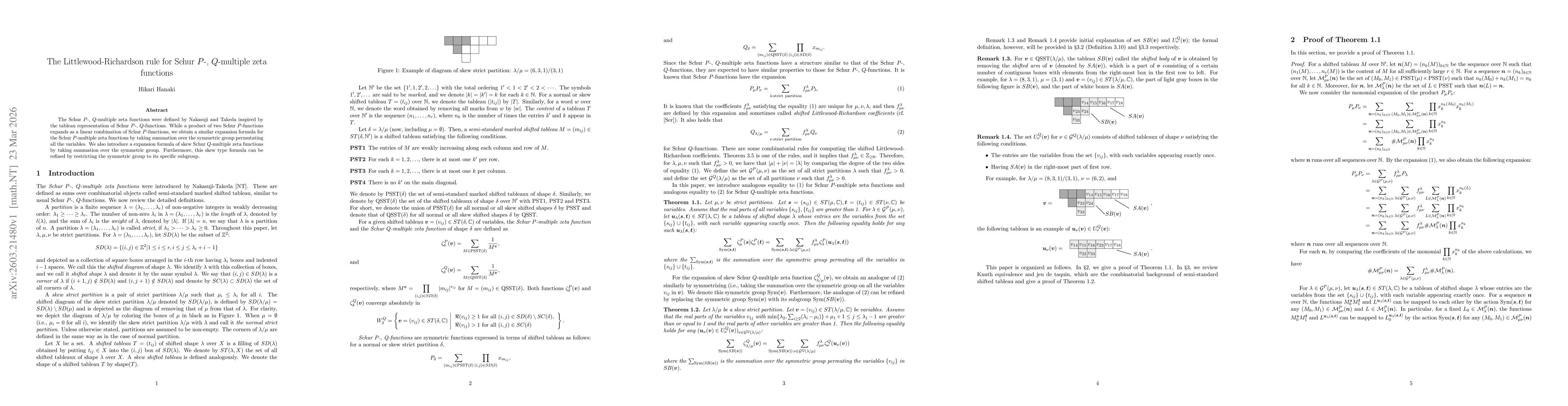 Thumbnail for The Littlewood-Richardson rule for Schur $P$-, $Q$-multiple zeta functions