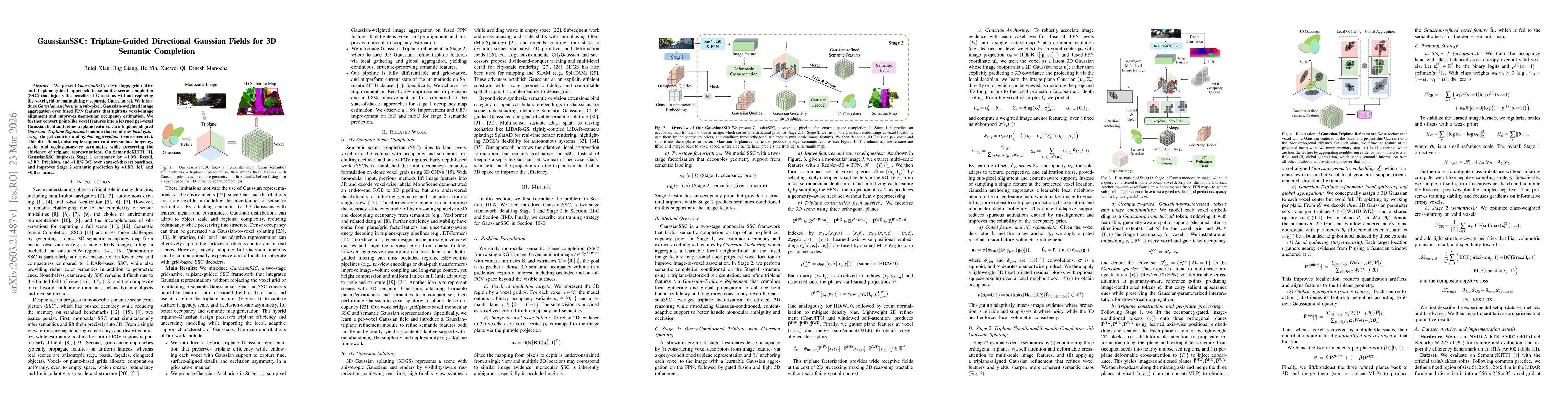 Thumbnail for GaussianSSC: Triplane-Guided Directional Gaussian Fields for 3D Semantic Completion