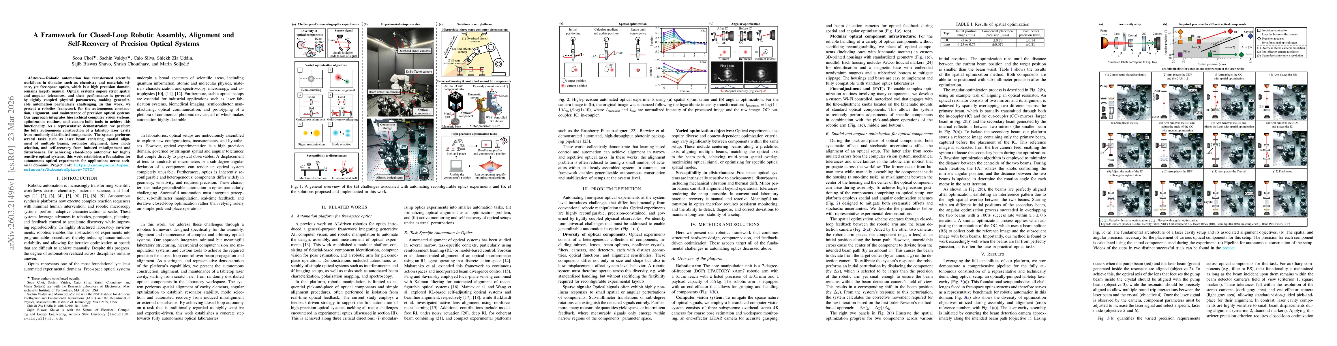 Thumbnail for A Framework for Closed-Loop Robotic Assembly, Alignment and Self-Recovery of Precision Optical Systems