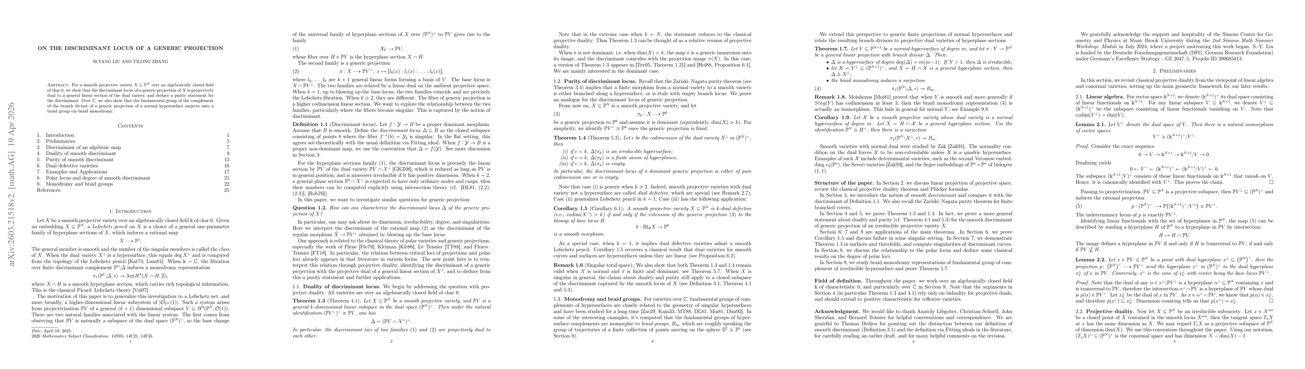 Thumbnail for On the discriminant locus of a generic projection