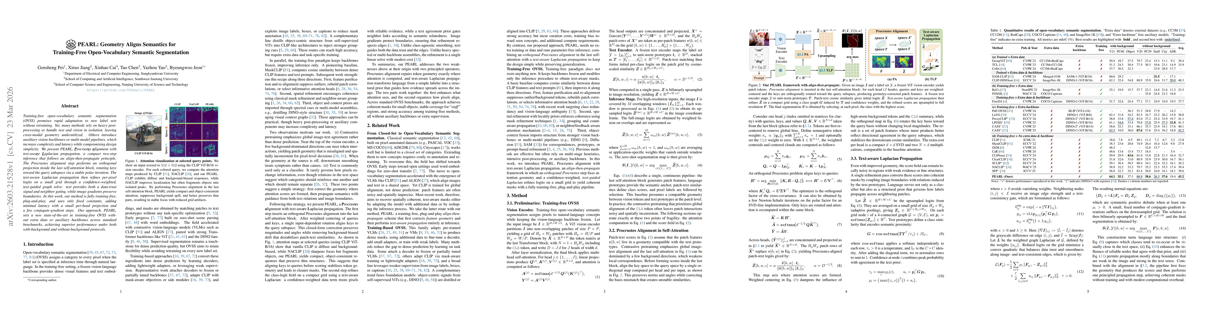 Thumbnail for PEARL: Geometry Aligns Semantics for Training-Free Open-Vocabulary Semantic Segmentation