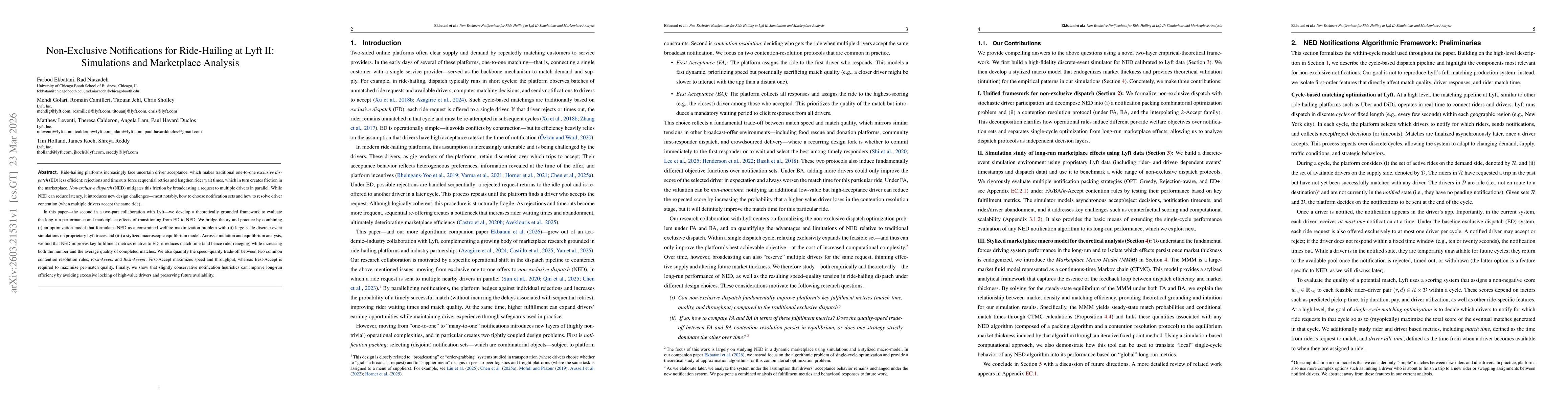 Thumbnail for Non-Exclusive Notifications for Ride-Hailing at Lyft II: Simulations and Marketplace Analysis