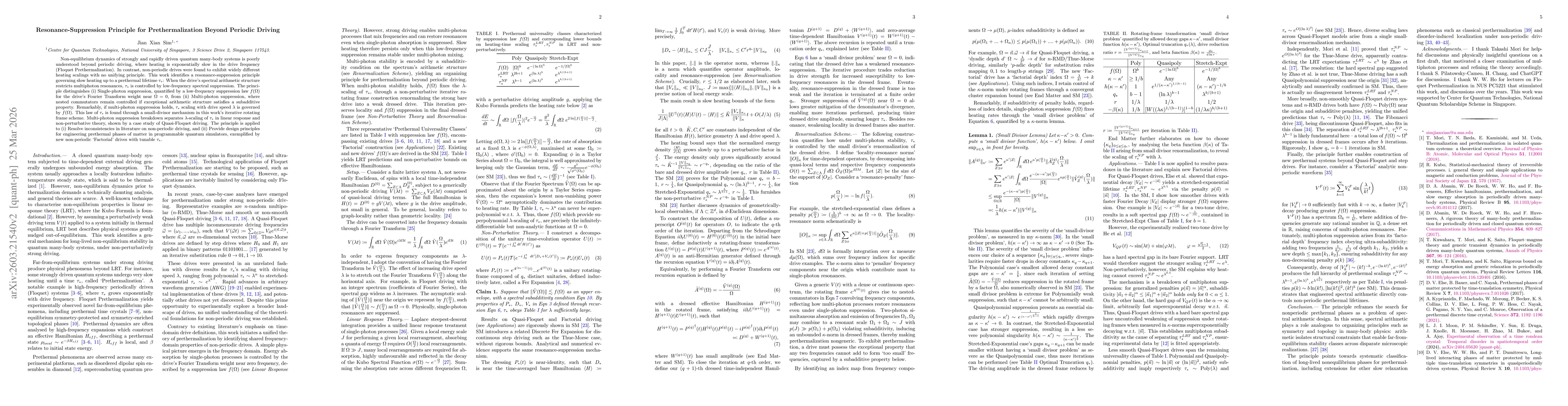 Thumbnail for Resonance-Suppression Principle for Prethermalization beyond Periodic Driving