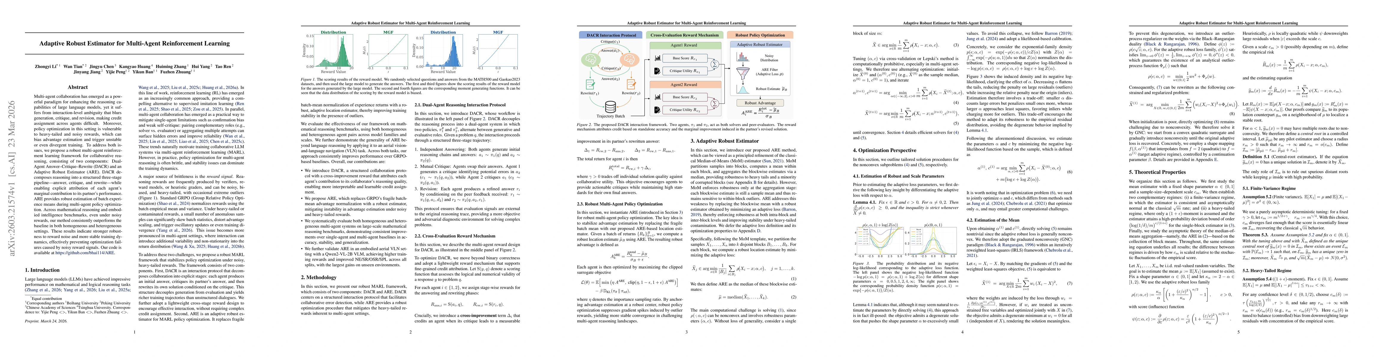 Thumbnail for Adaptive Robust Estimator for Multi-Agent Reinforcement Learning