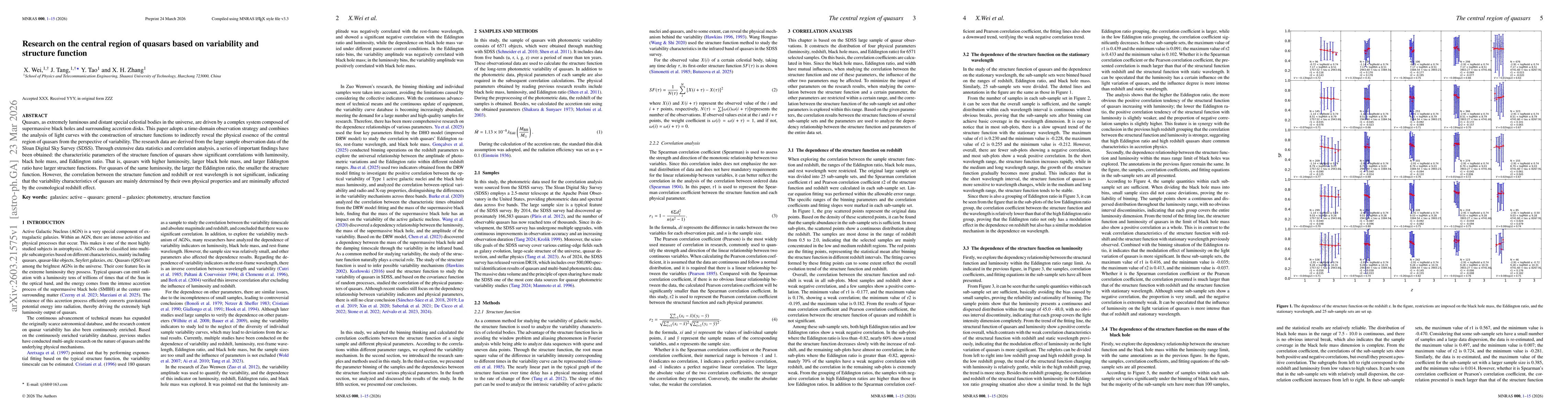 Thumbnail for Research on the central region of quasars based on variability and structure function