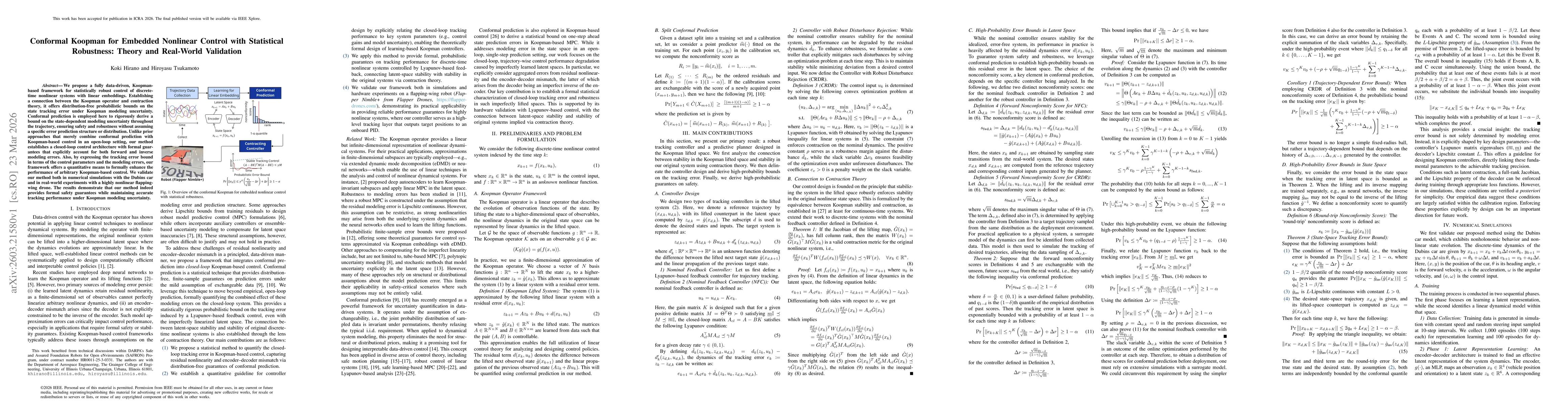 Thumbnail for Conformal Koopman for Embedded Nonlinear Control with Statistical Robustness: Theory and Real-World Validation