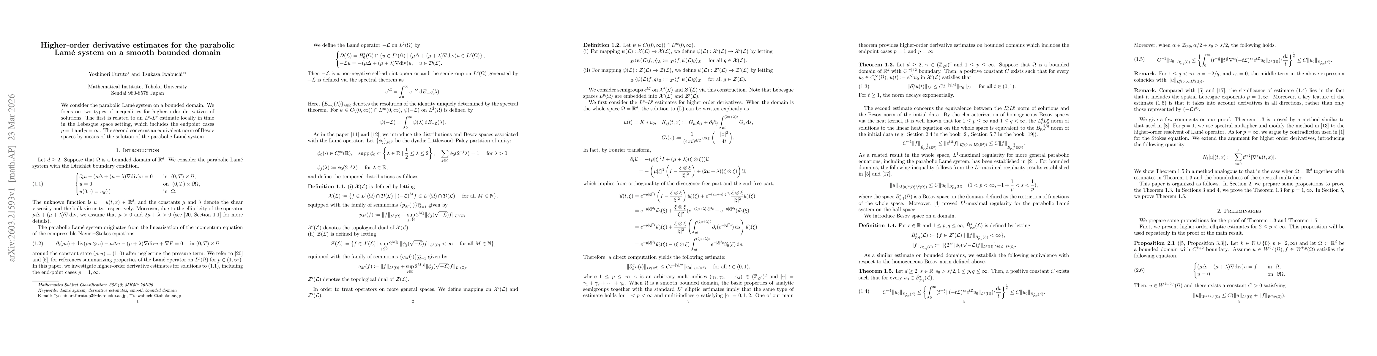 Thumbnail for Higher-order derivative estimates for the parabolic Lamé system on a smooth bounded domain