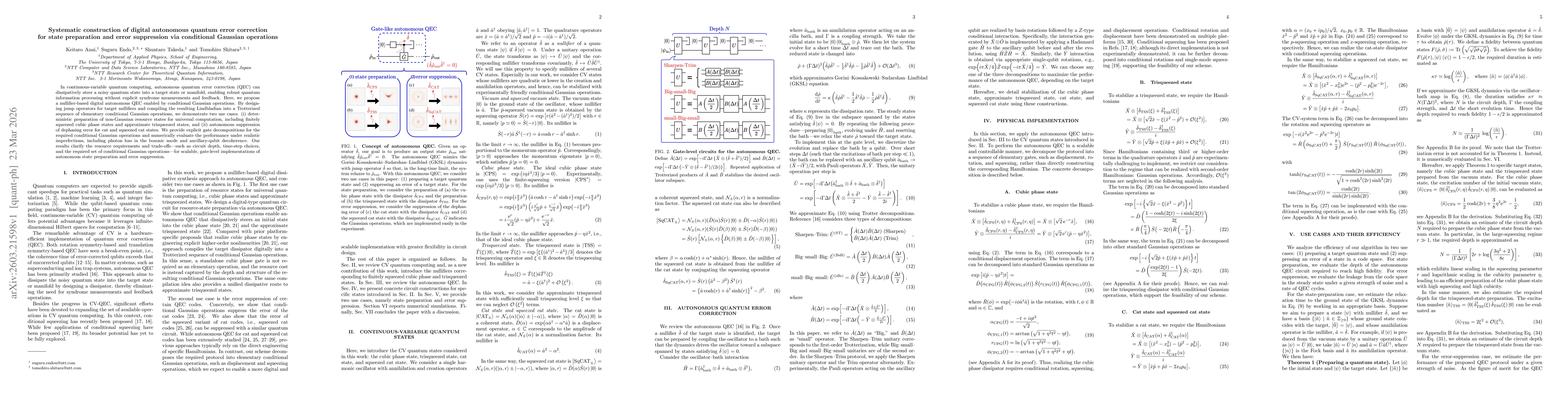 Thumbnail for Systematic construction of digital autonomous quantum error correction for state preparation and error suppression via conditional Gaussian operations