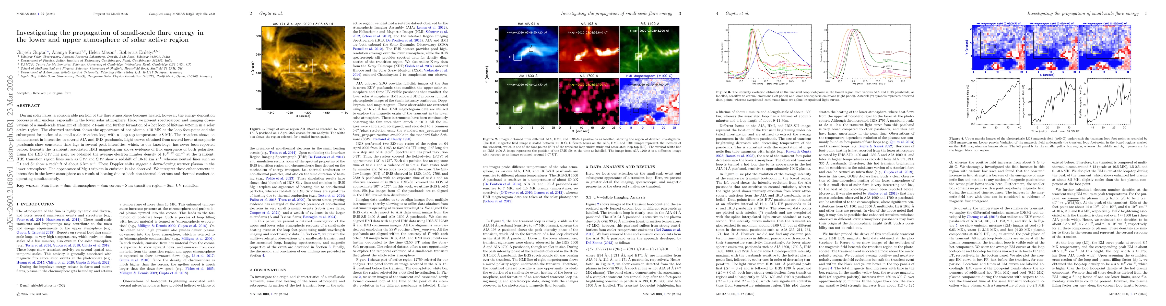 Thumbnail for Investigating the propagation of small-scale flare energy in the lower and upper atmosphere of solar active region