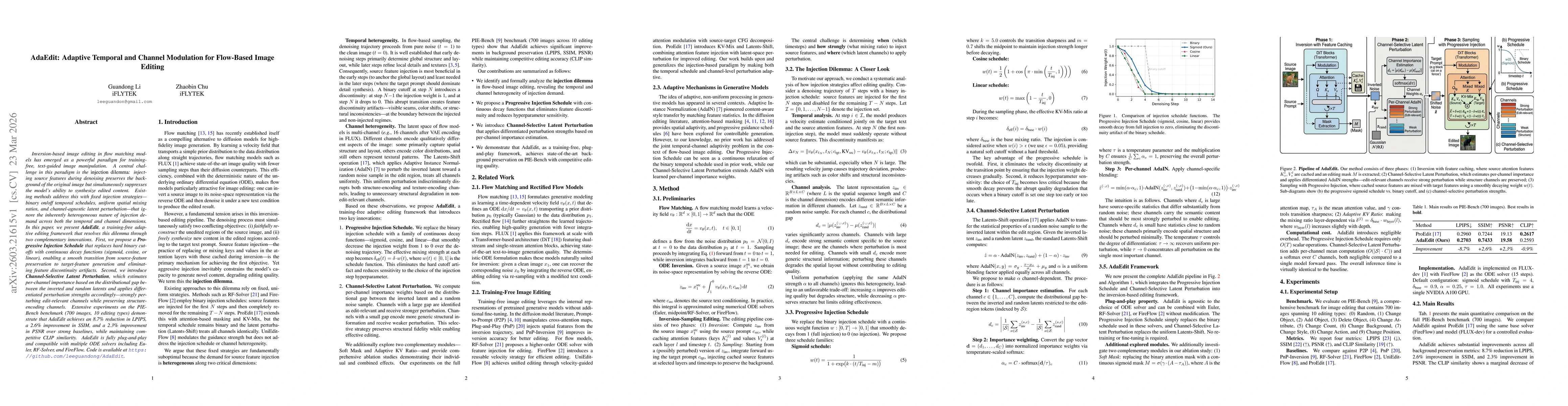 Thumbnail for AdaEdit: Adaptive Temporal and Channel Modulation for Flow-Based Image Editing