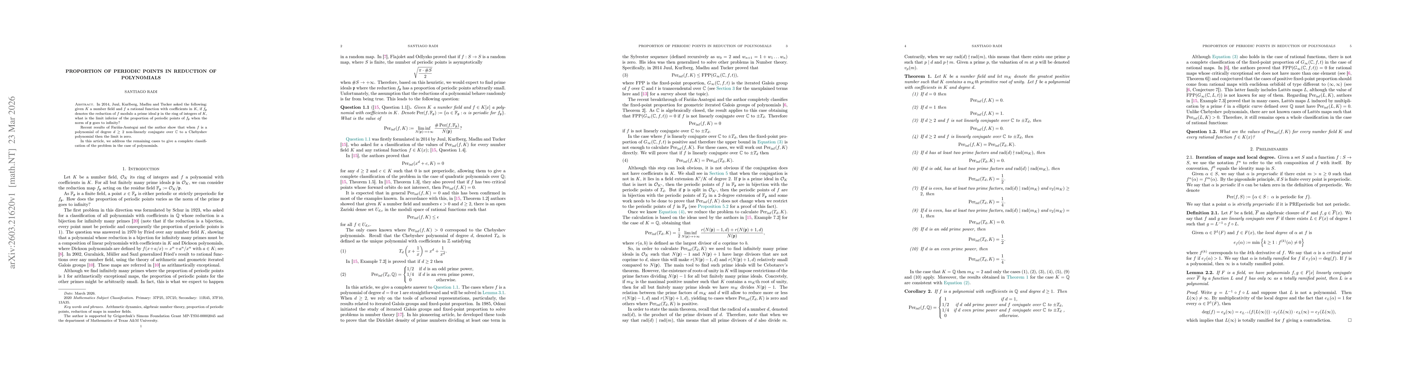 Thumbnail for Proportion of periodic points in reduction of polynomials