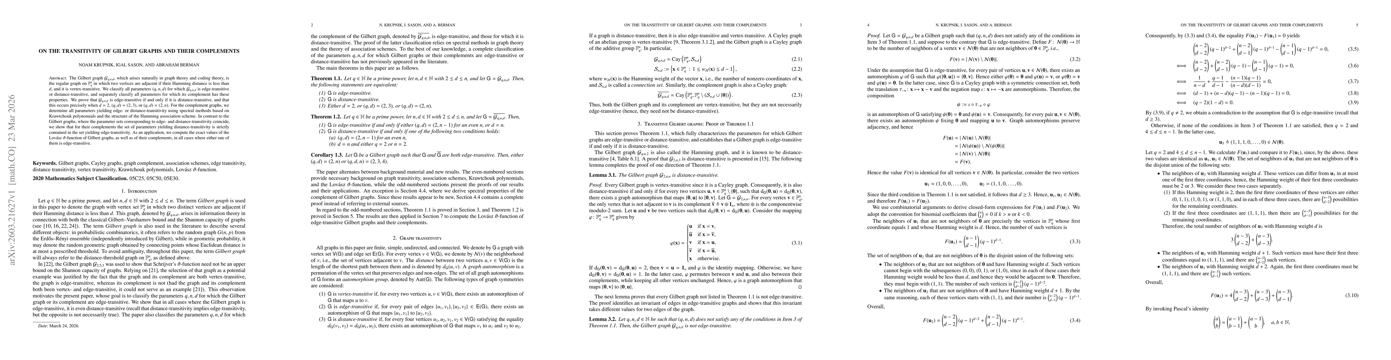 Thumbnail for On the transitivity of Gilbert graphs and their complements