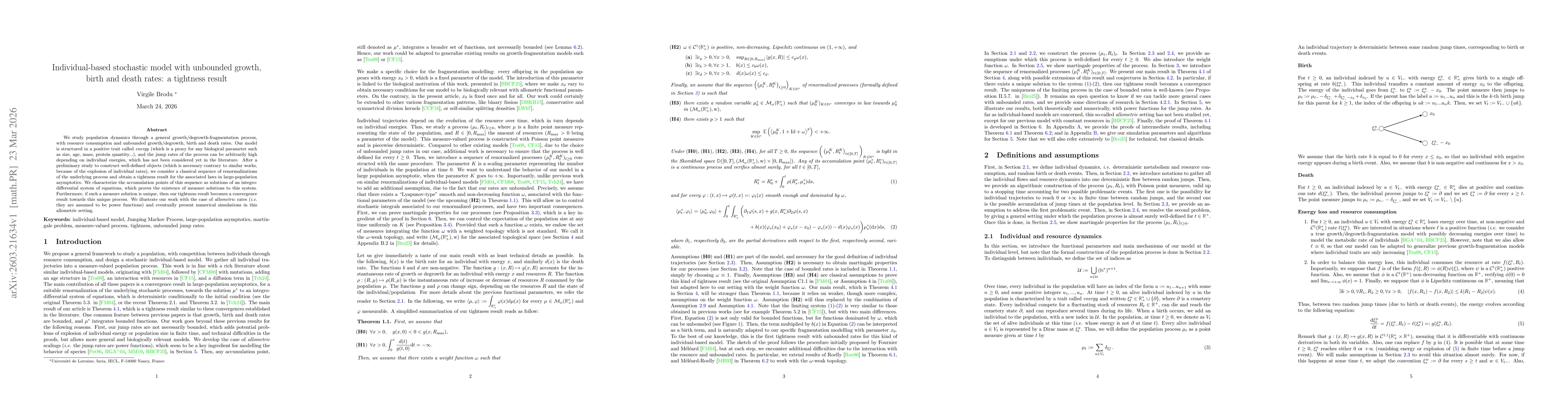 Thumbnail for Individual-based stochastic model with unbounded growth, birth and death rates: a tightness result