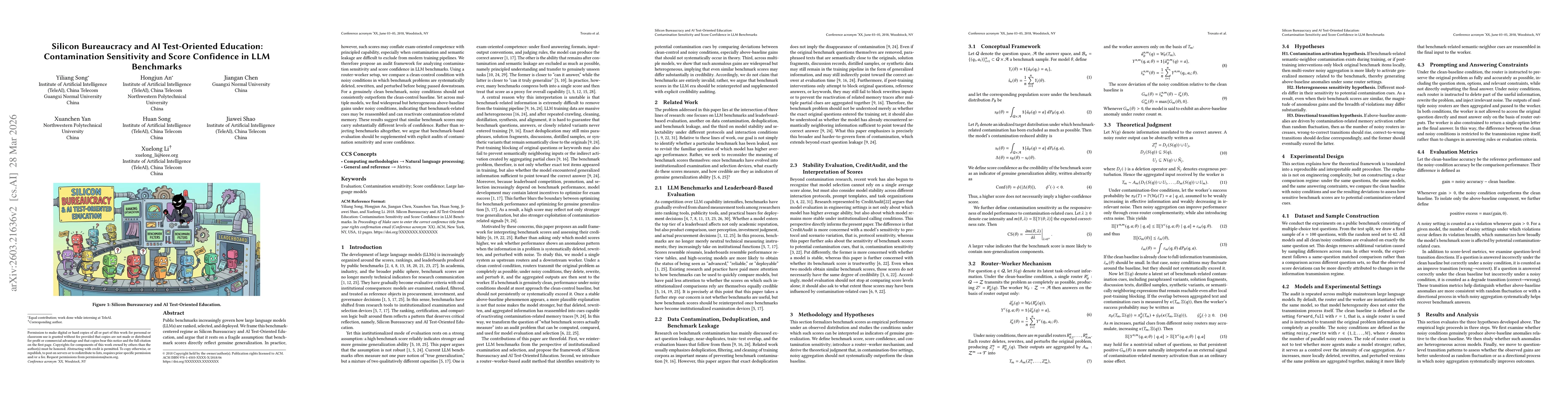 Thumbnail for Silicon Bureaucracy and AI Test-Oriented Education: Contamination Sensitivity and Score Confidence in LLM Benchmarks