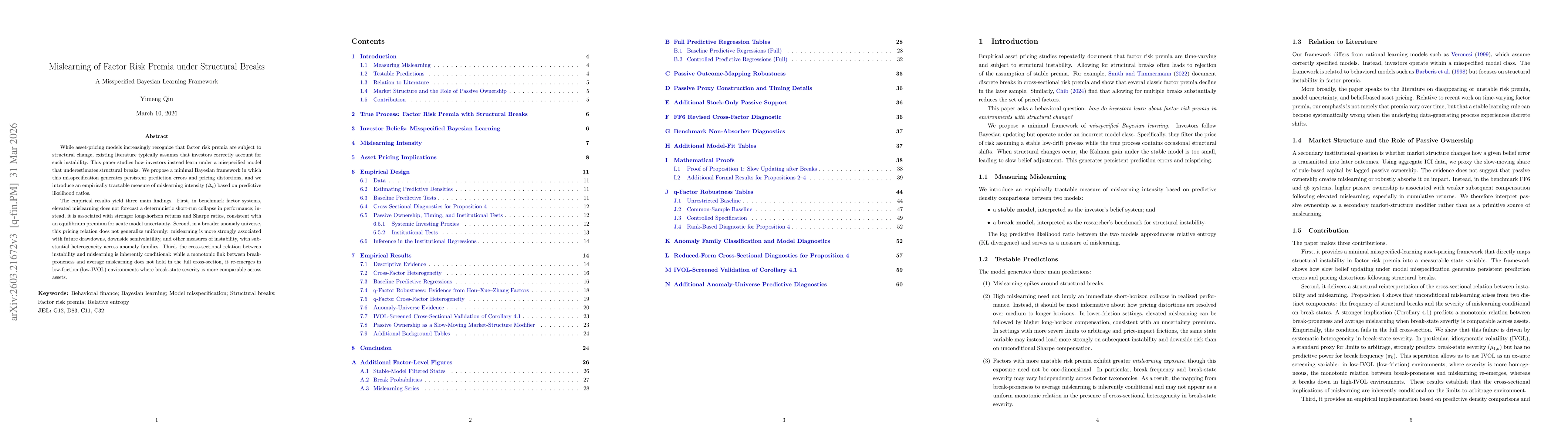 Thumbnail for Mislearning of Factor Risk Premia under Structural Breaks: large A Misspecified Bayesian Learning Framework