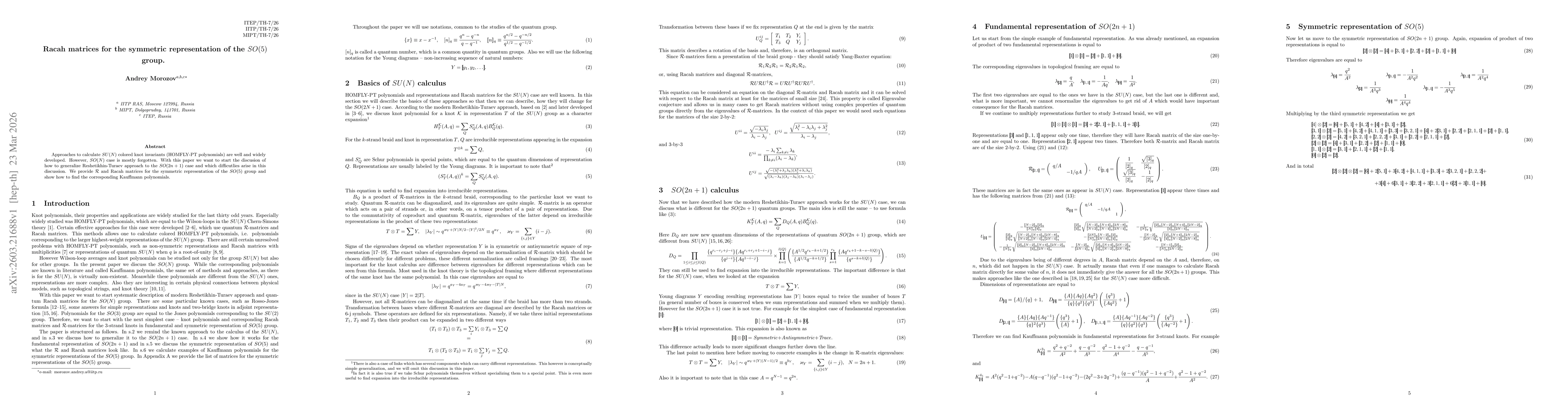 Thumbnail for Racah matrices for the symmetric representation of the SO(5) group