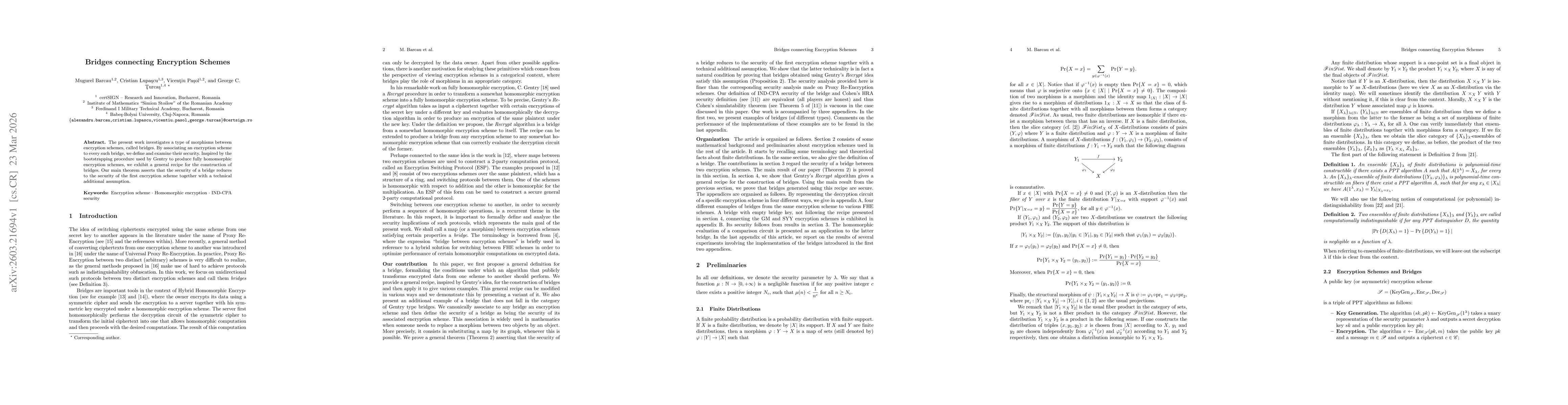 Thumbnail for Bridges connecting Encryption Schemes