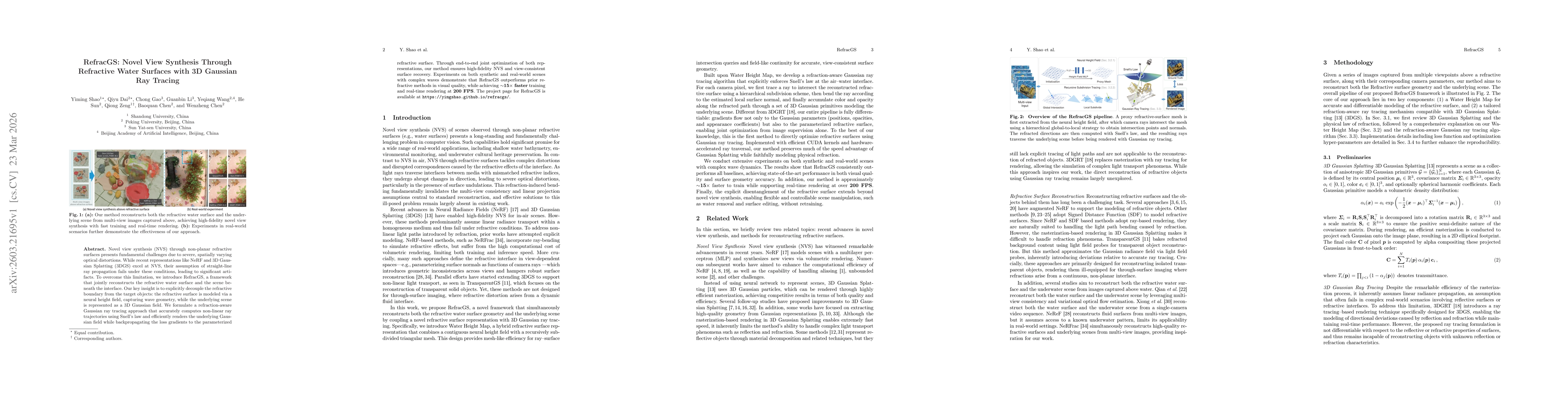 Thumbnail for RefracGS: Novel View Synthesis Through Refractive Water Surfaces with 3D Gaussian Ray Tracing