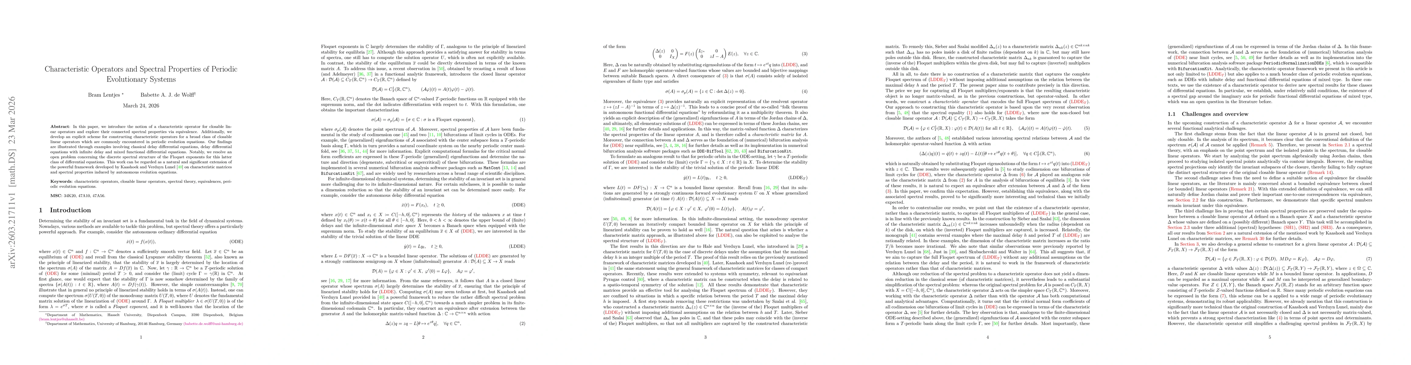 Thumbnail for Characteristic Operators and Spectral Properties of Periodic Evolutionary Systems
