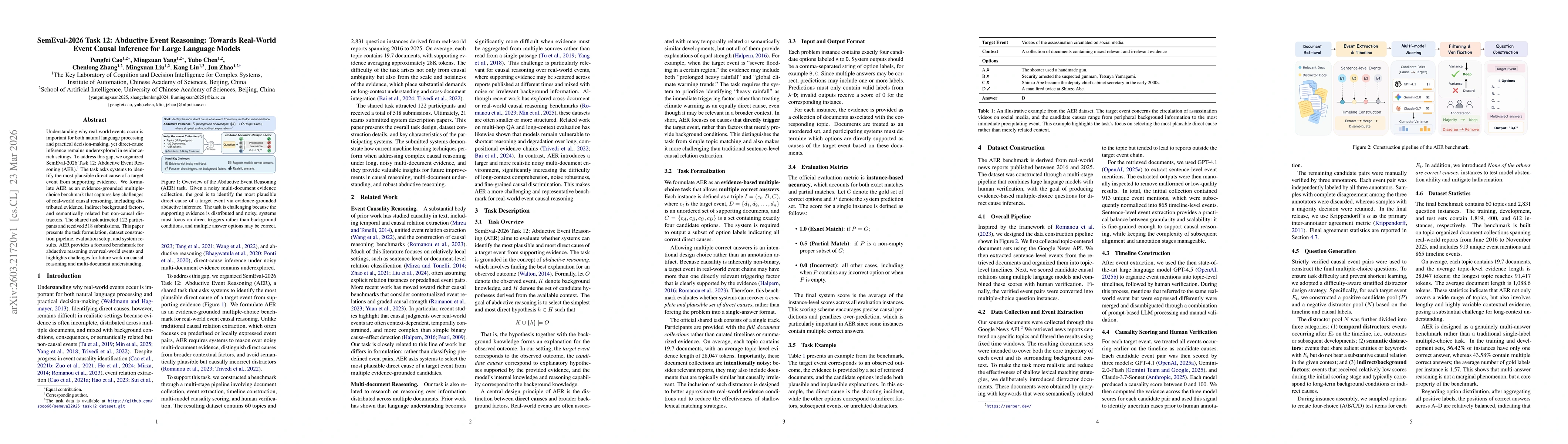 Thumbnail for SemEval-2026 Task 12: Abductive Event Reasoning: Towards Real-World Event Causal Inference for Large Language Models