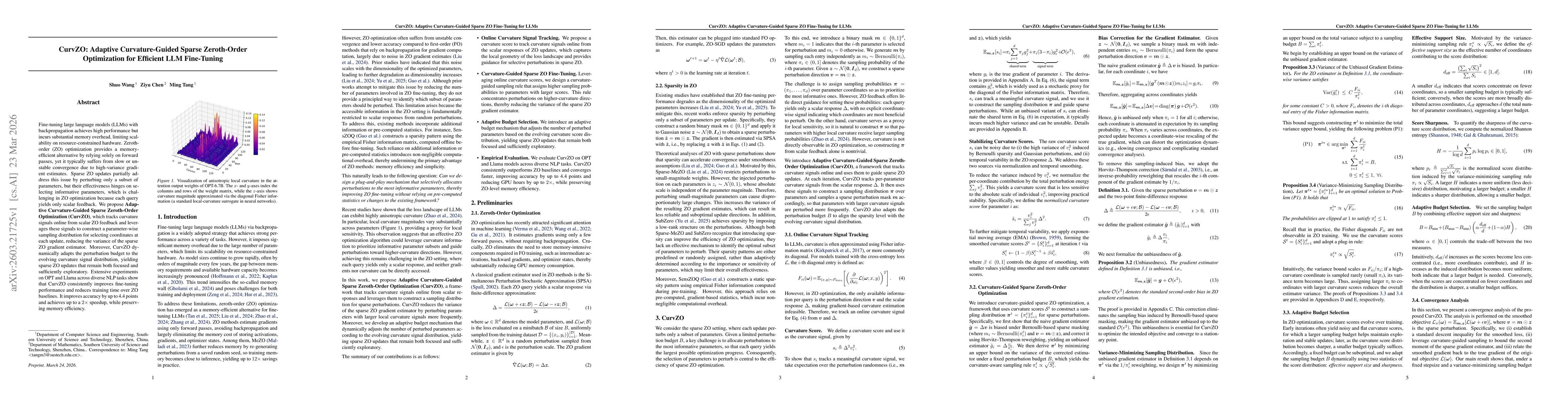 Thumbnail for CurvZO: Adaptive Curvature-Guided Sparse Zeroth-Order Optimization for Efficient LLM Fine-Tuning