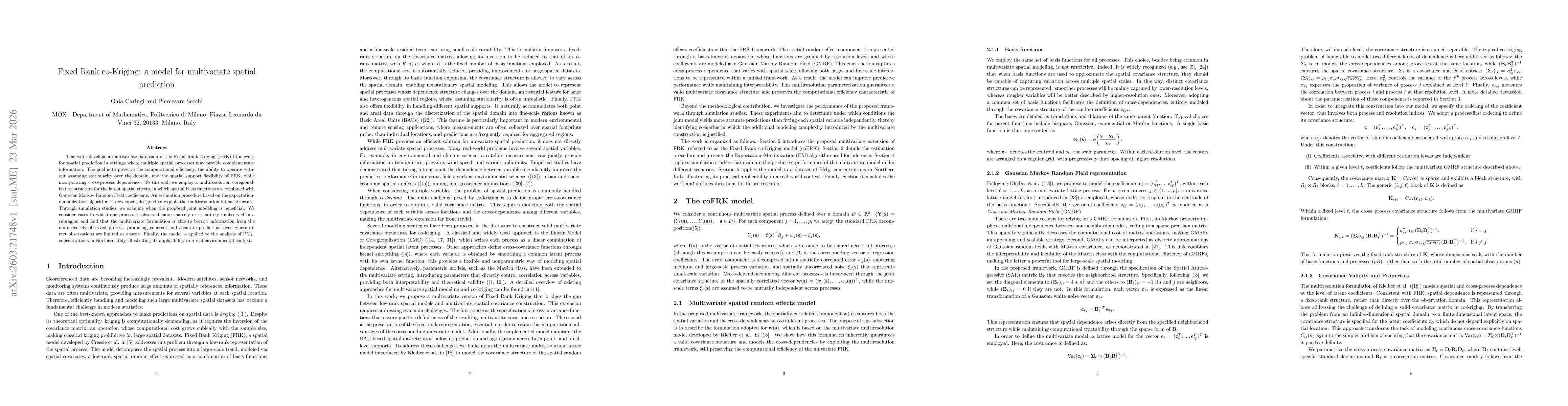 Thumbnail for Fixed Rank co-Kriging: a model for multivariate spatial prediction