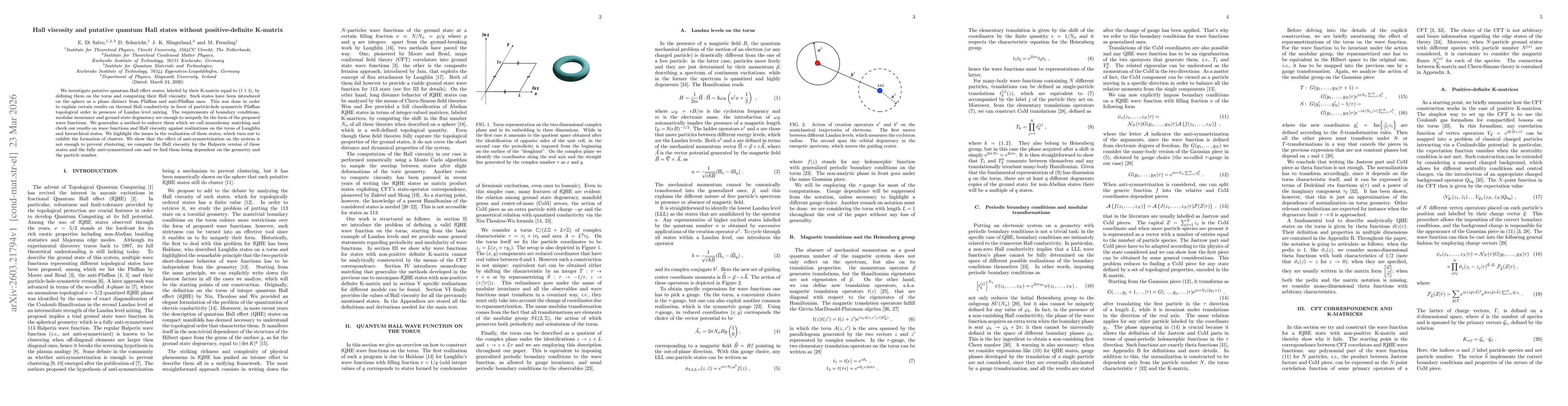 Thumbnail for Hall viscosity and putative quantum Hall states without positive-definite K-matrix