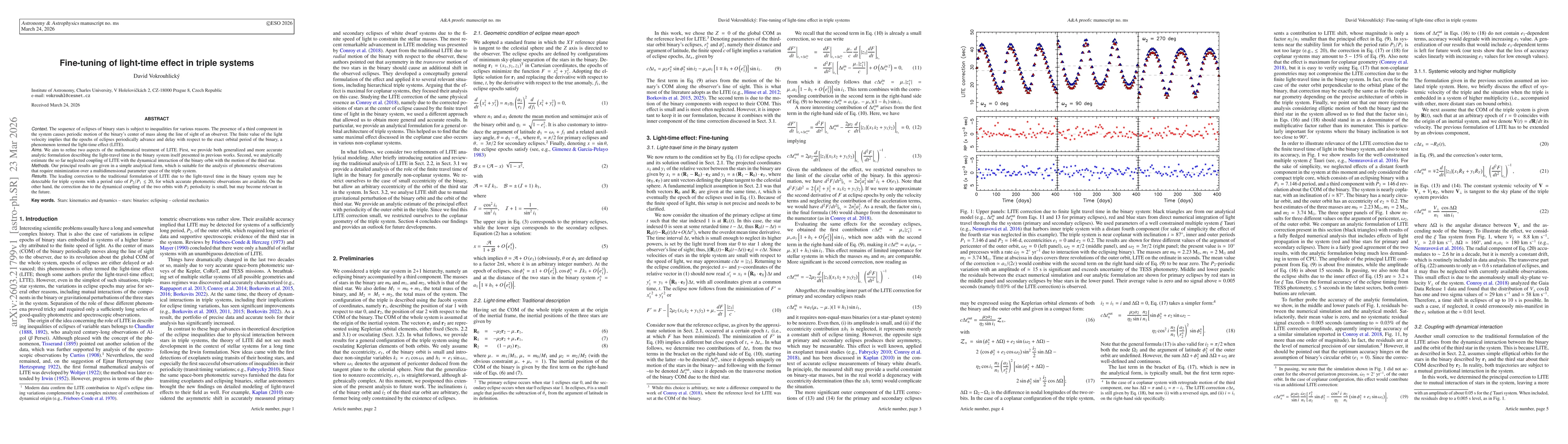 Thumbnail for Fine-tuning of light-time effect in triple systems