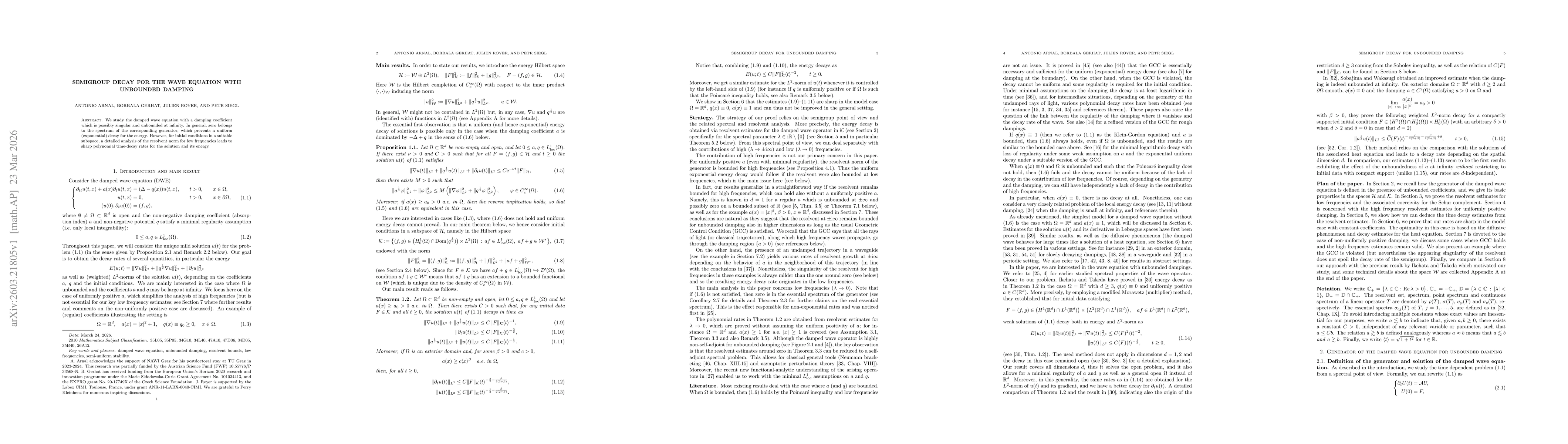 Thumbnail for Semigroup decay for the wave equation with unbounded damping