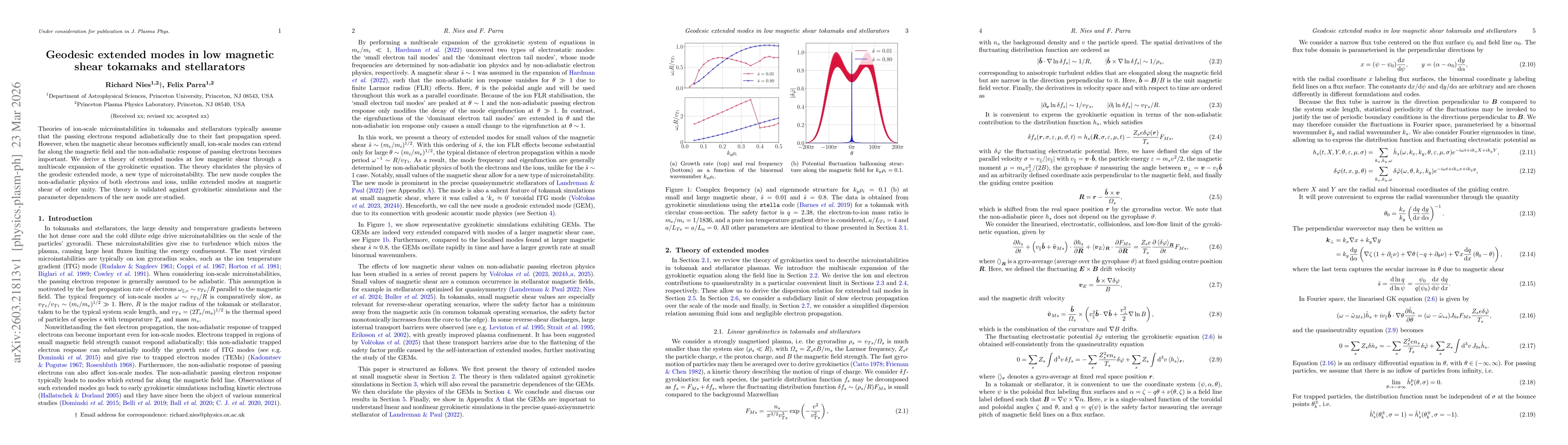 Thumbnail for Geodesic extended modes in low magnetic shear tokamaks and stellarators