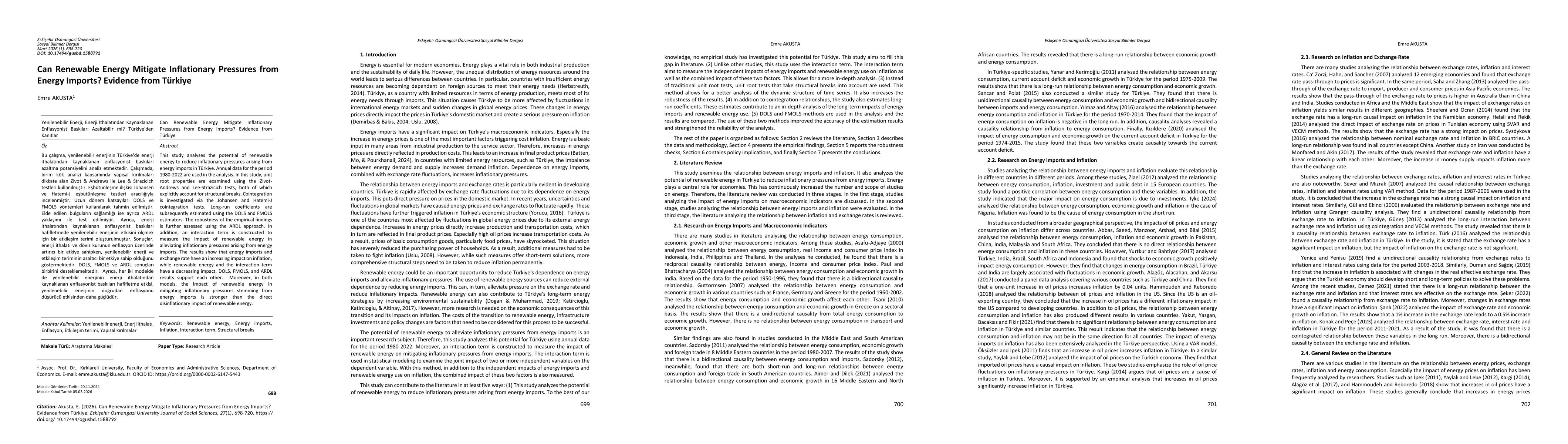Thumbnail for Can Renewable Energy Mitigate Inflationary Pressures from Energy Imports? Evidence from Türkiye