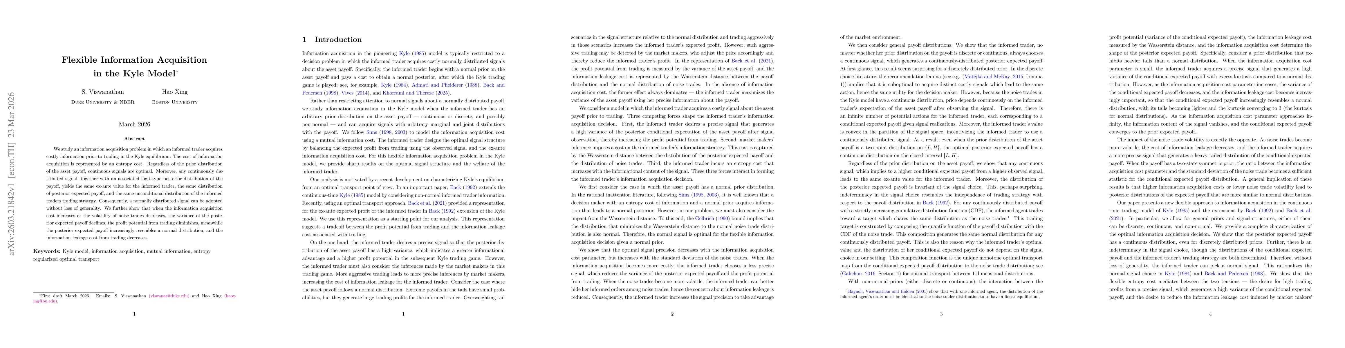 Thumbnail for Flexible Information Acquisition in the Kyle Model