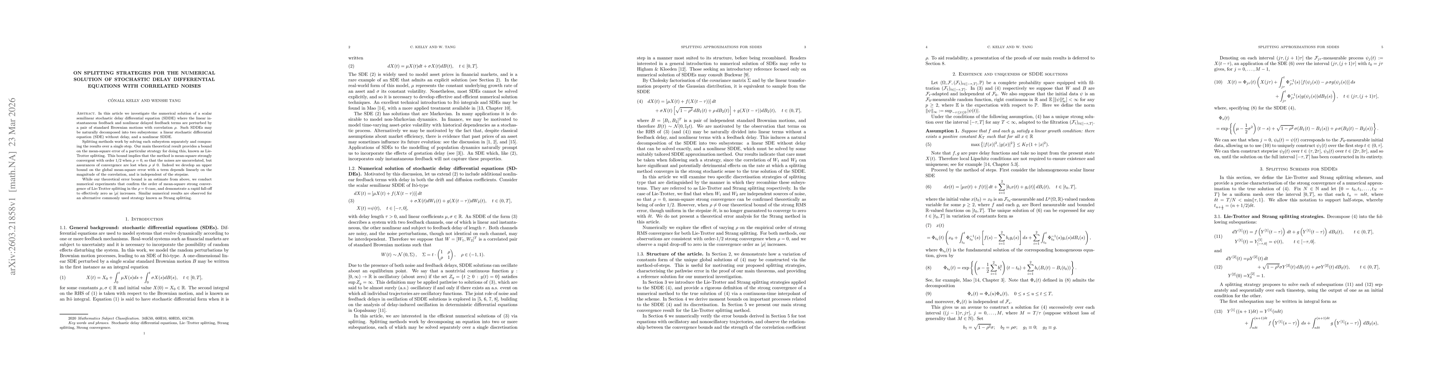 Thumbnail for On splitting strategies for the numerical solution of stochastic delay differential equations with correlated noises