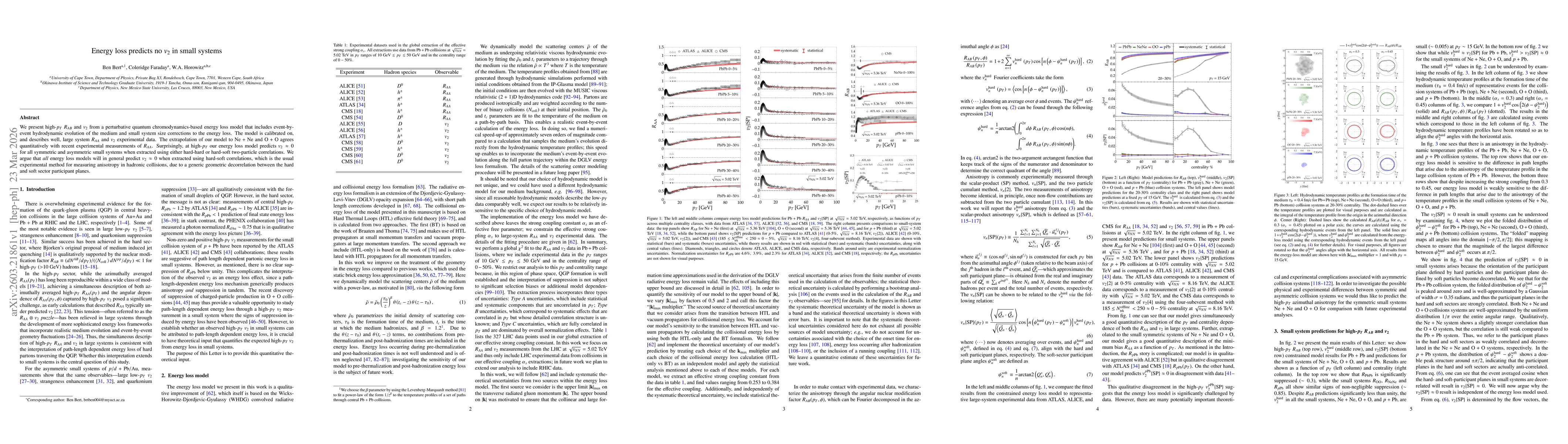 Thumbnail for Energy loss predicts no $v_2$ in small systems