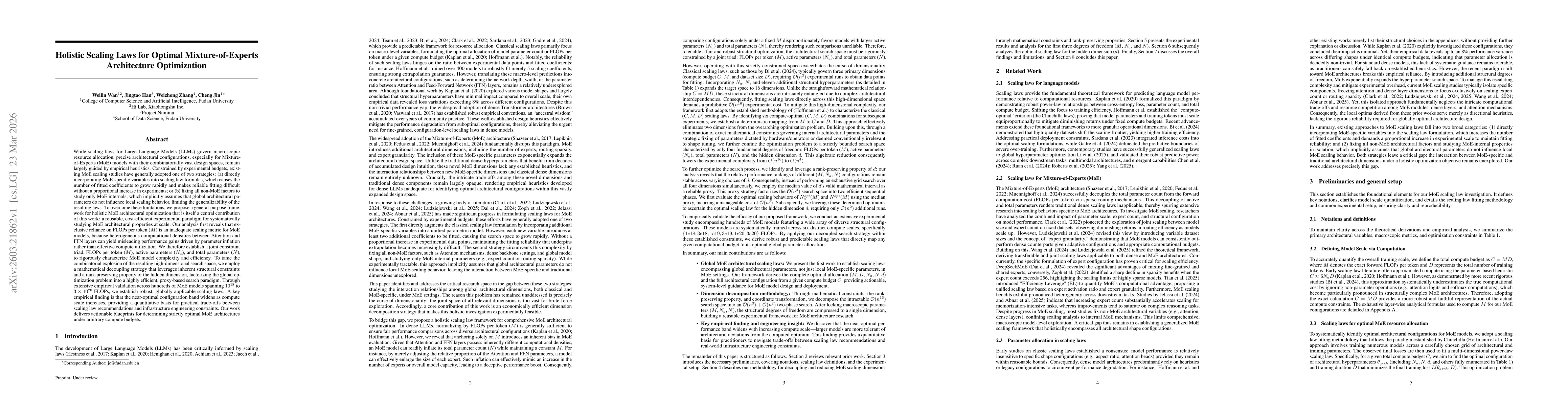 Thumbnail for Holistic Scaling Laws for Optimal Mixture-of-Experts Architecture Optimization