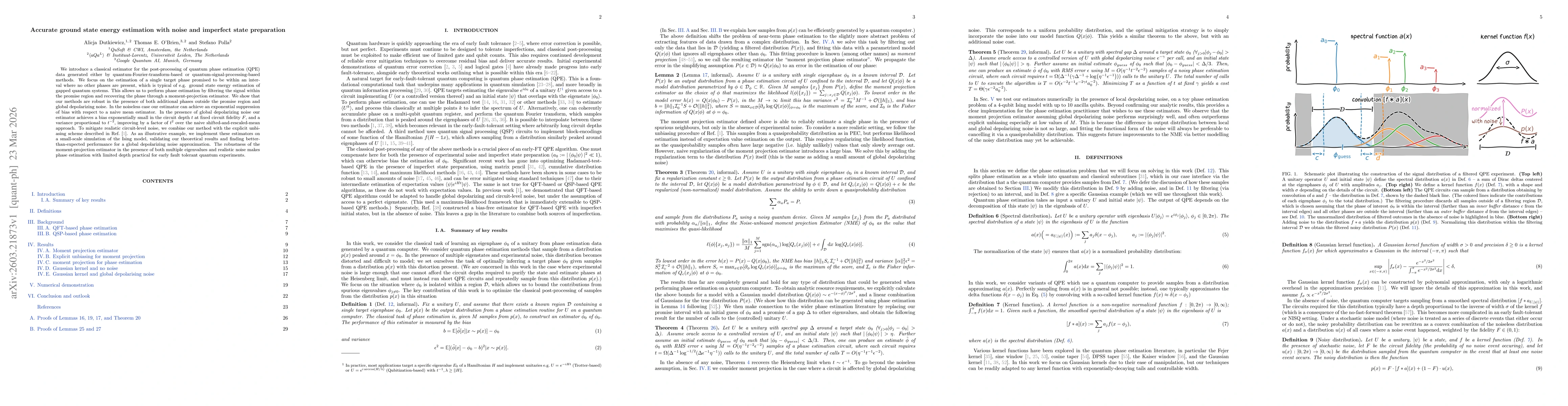 Thumbnail for Accurate ground state energy estimation with noise and imperfect state preparation