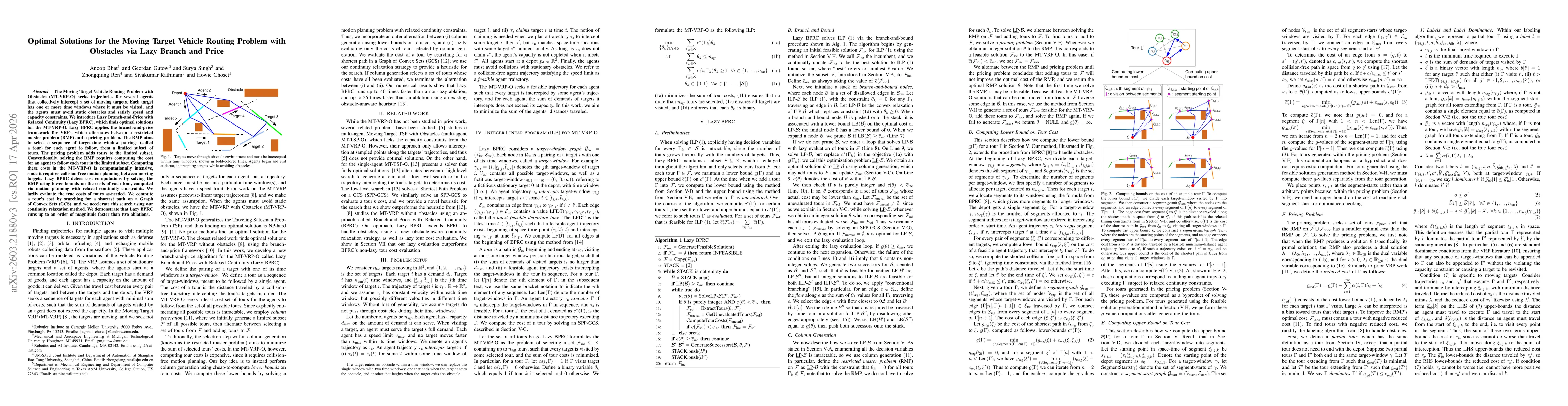 Thumbnail for Optimal Solutions for the Moving Target Vehicle Routing Problem with Obstacles via Lazy Branch and Price