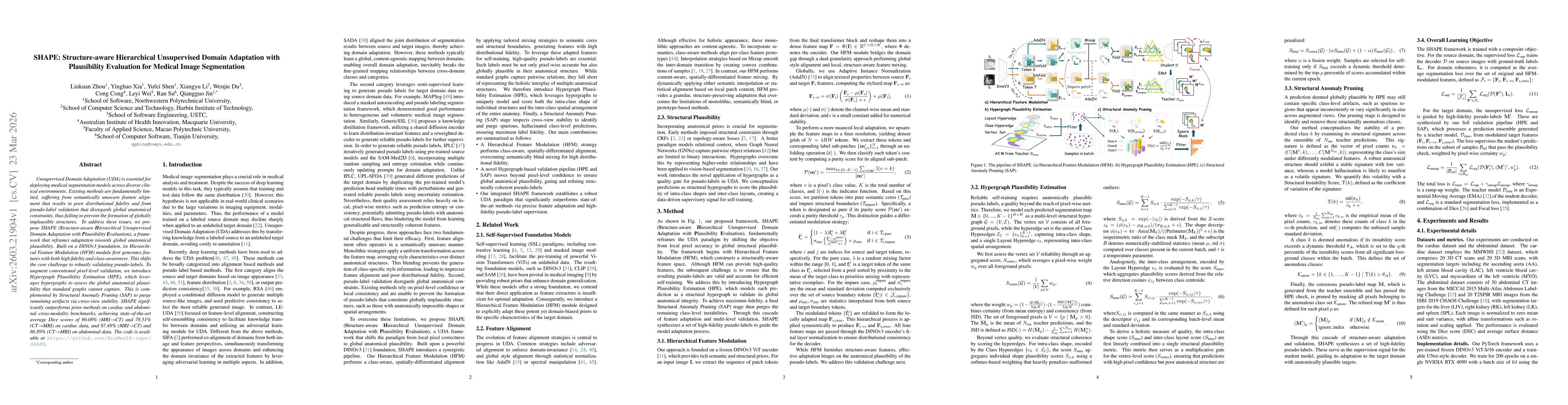 Thumbnail for SHAPE: Structure-aware Hierarchical Unsupervised Domain Adaptation with Plausibility Evaluation for Medical Image Segmentation