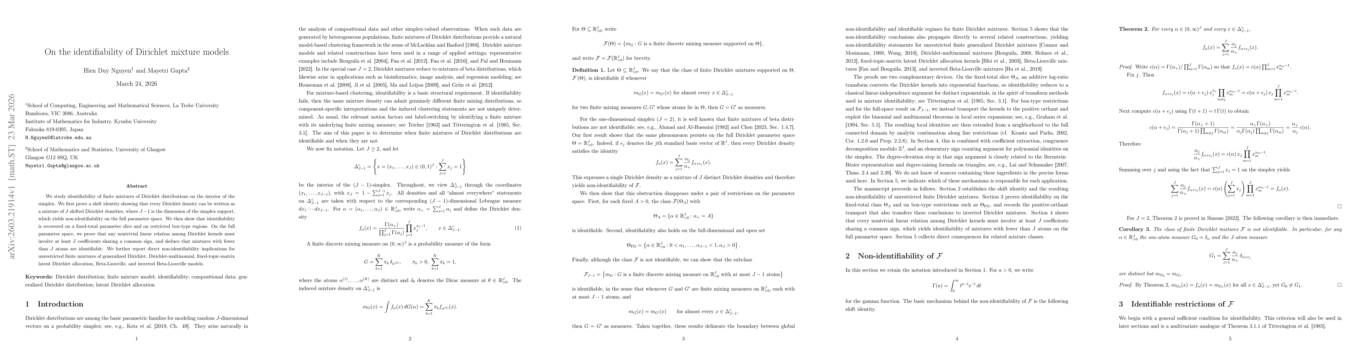 Thumbnail for On the identifiability of Dirichlet mixture models